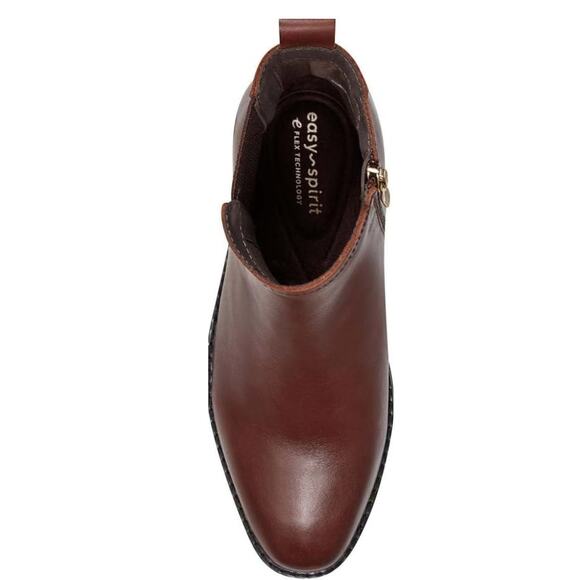 NEW Easy Spirit Eflex Fedra Block Heel Dress Booties Brown Leather Size 10M - Picture 3 of 5